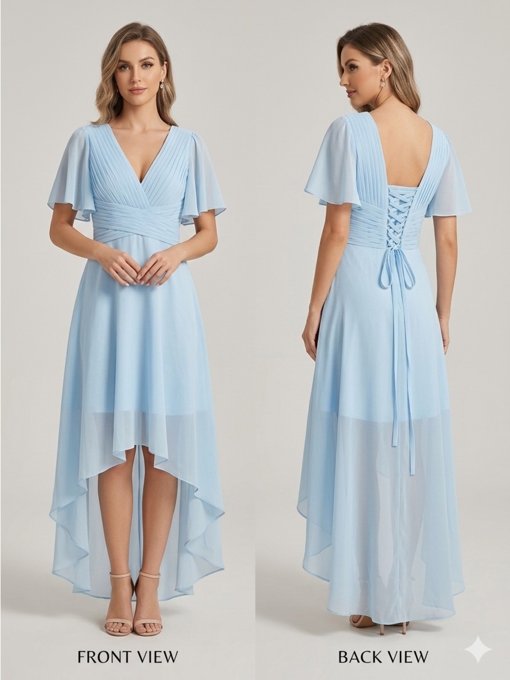 LAVETIR Light Blue High-Low Bridesmaid Dress NWT Size 2 not altered.